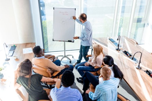 A group brainstorming on healthcare market research